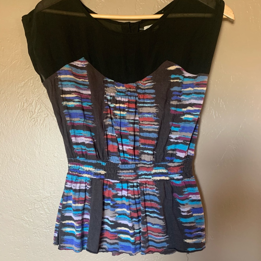 Anthropologie blouse with sheer neck, size small.
